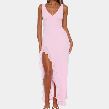 Paige Women's Sleeveless V-Neck Maxi Dress Asymmetrical