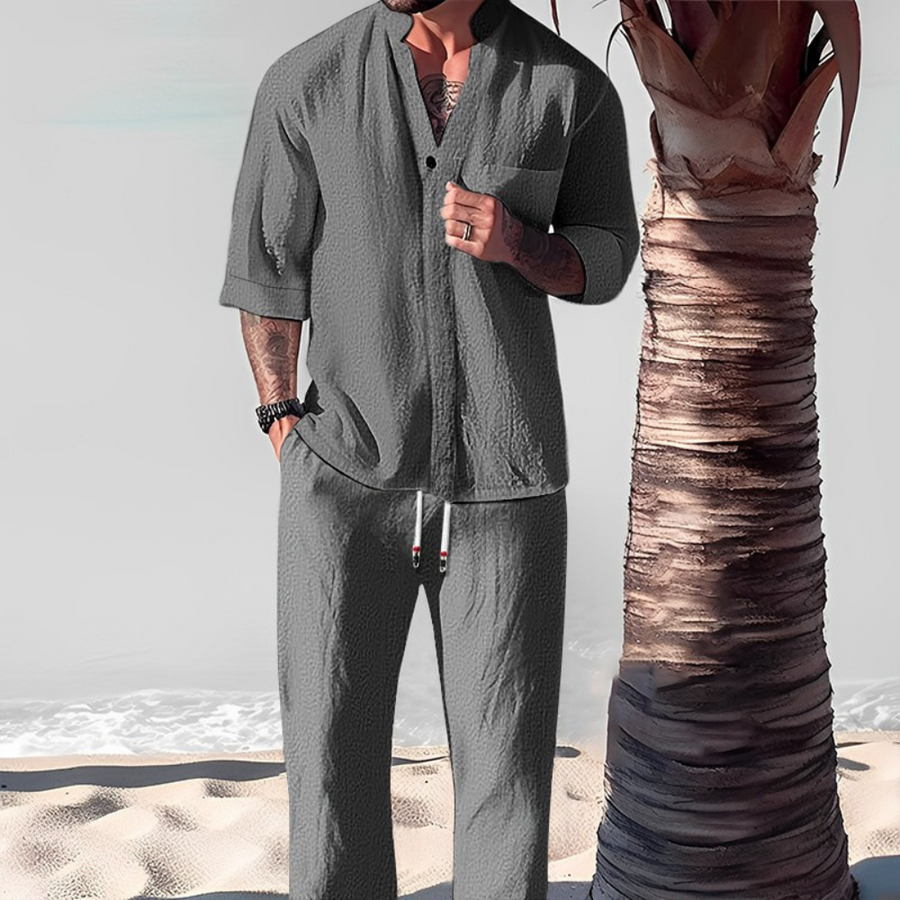 Men's Linen Tracksuit 2-Piece Classic Comfort Set