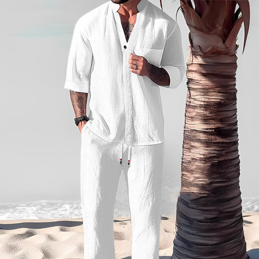 Men's Linen Tracksuit 2-Piece Classic Comfort
