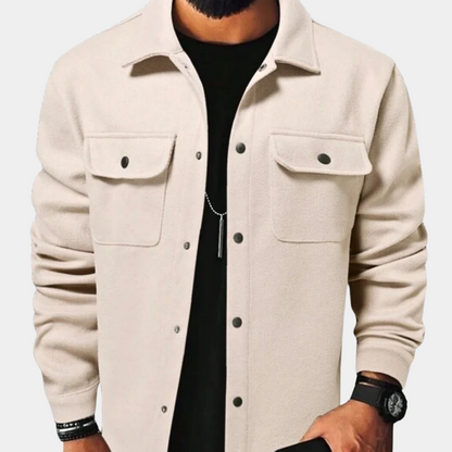 Men's Button Down Shirt Jacket Cotton