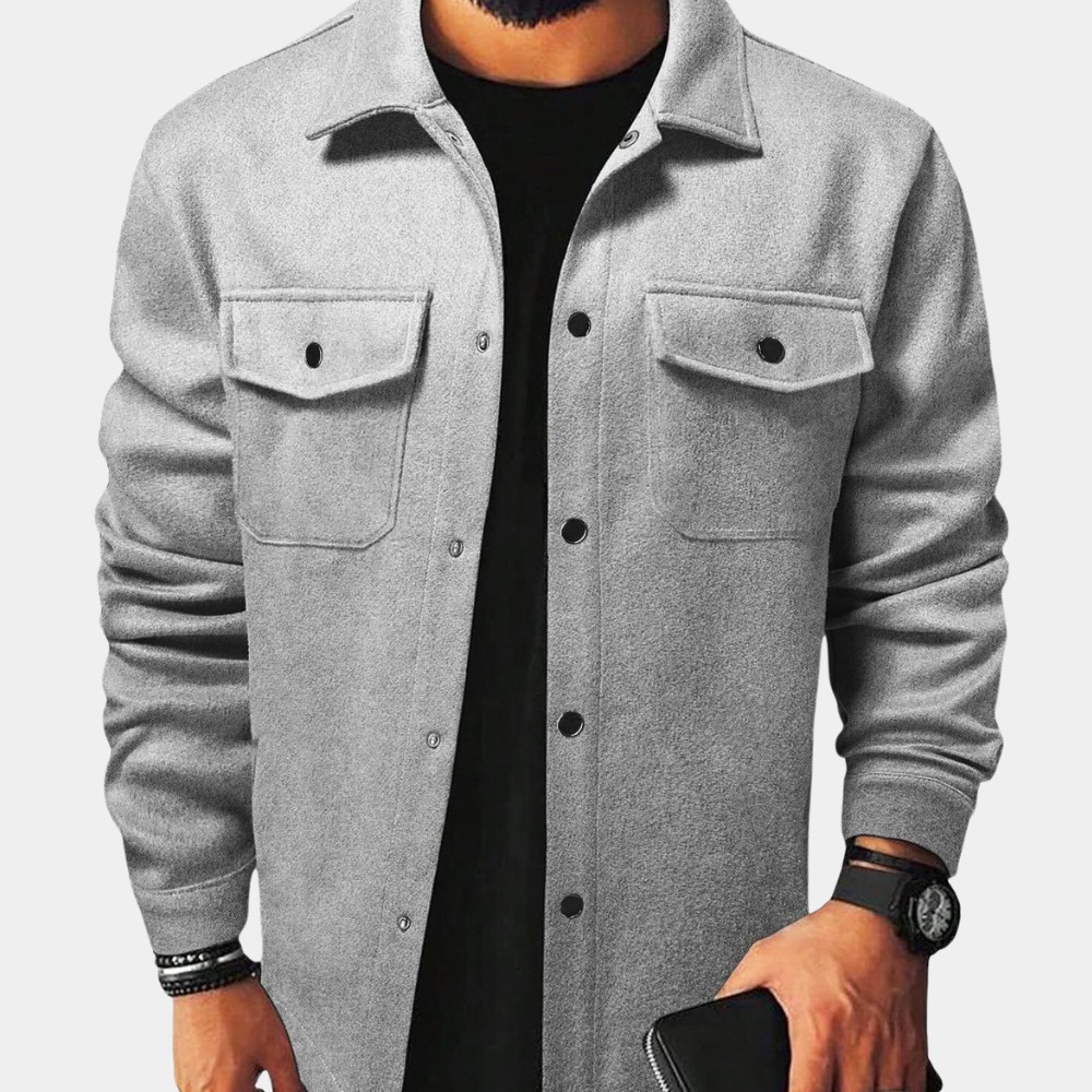 Men's Button Down Shirt Jacket Cotton