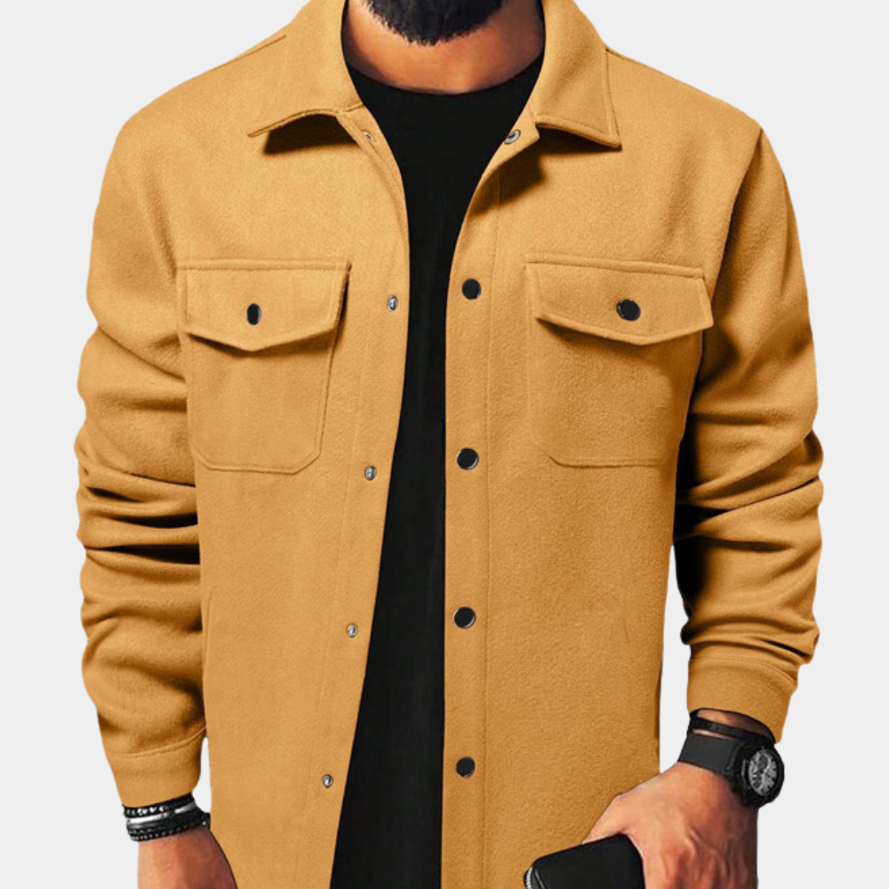 Men's Button Down Shirt Jacket Cotton