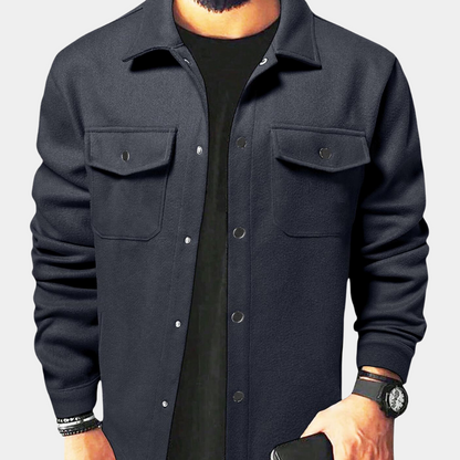 Men's Button Down Shirt Jacket Cotton