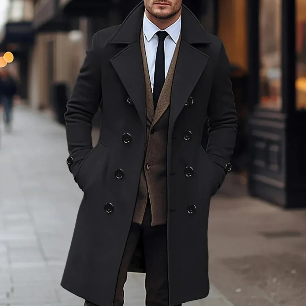 Men's Wool Coat Elegant Black