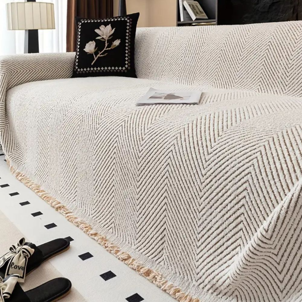 Reversible Herringbone Sofa Slipcover