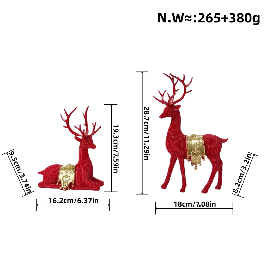 Silver Reindeer Christmas Statues Set Of 2 - Vonnera