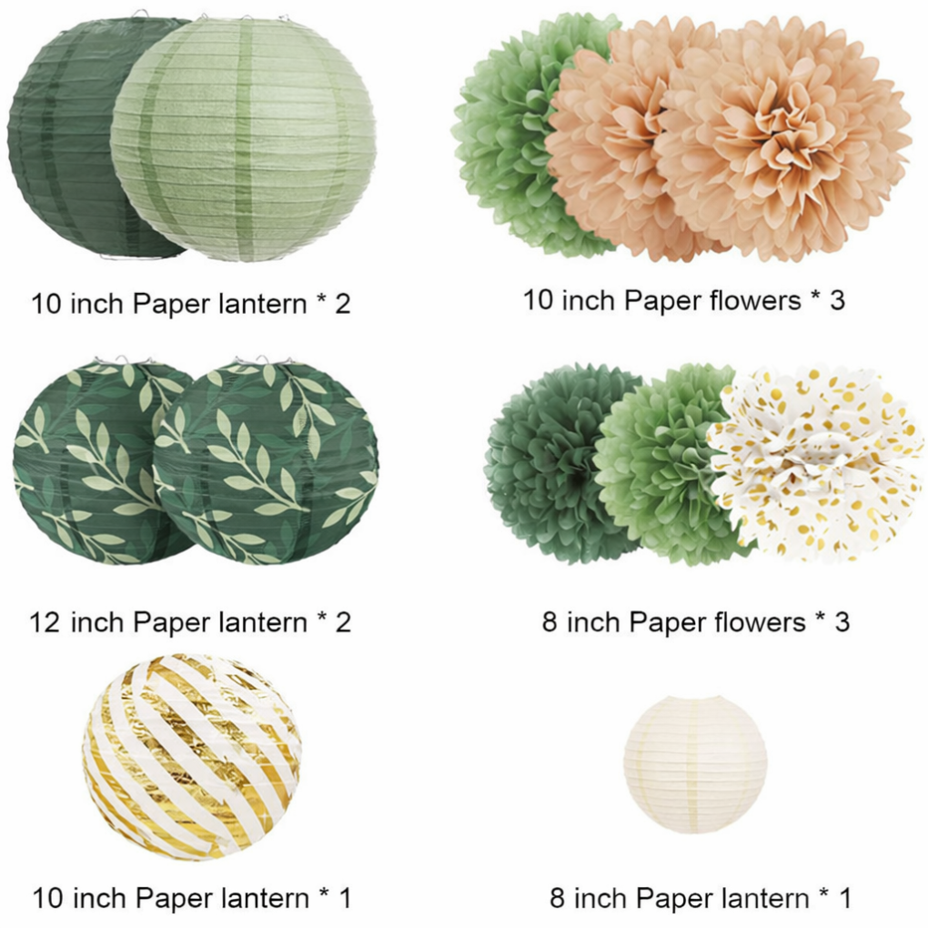 Gold Glitter Paper Pom Poms Decorations - Vonnera