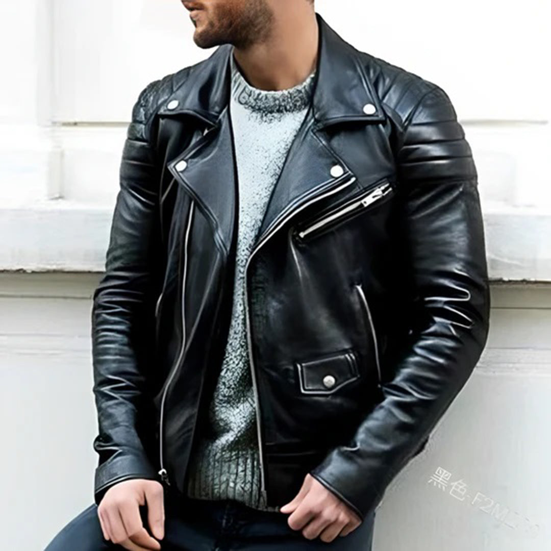 Genuine Leather Biker Jacket For Men - Vonnera