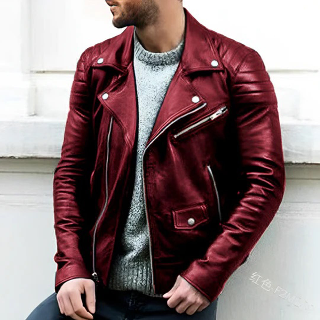 Genuine Leather Biker Jacket For Men