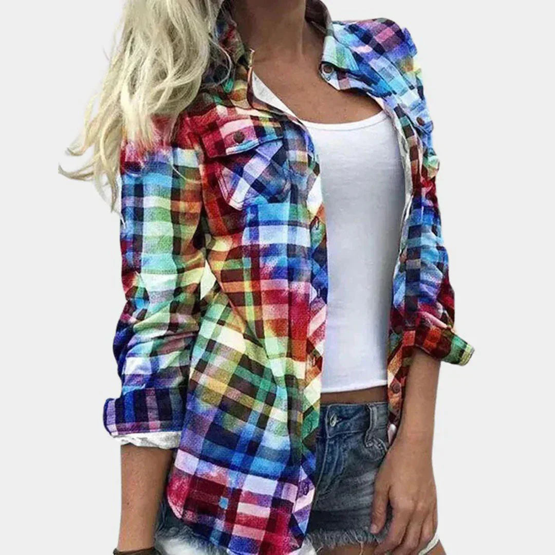 Women's Plaid Blouse Classic Pattern Soft