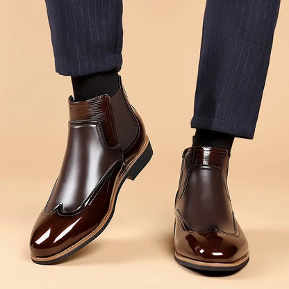 Men's Ankle Boots Elastic Sides Brown - Vonnera