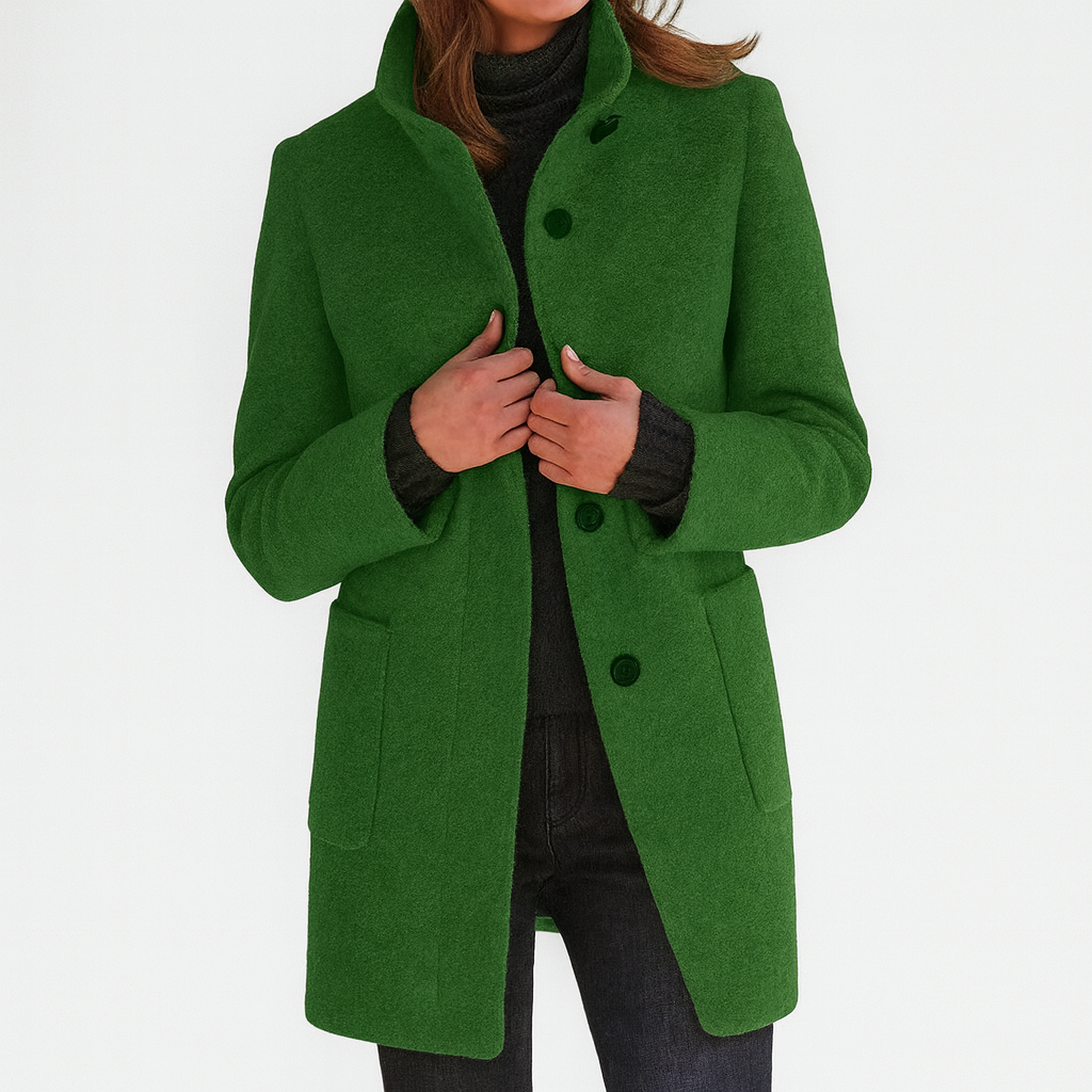 Women's Button Front Coat With Patch Pockets