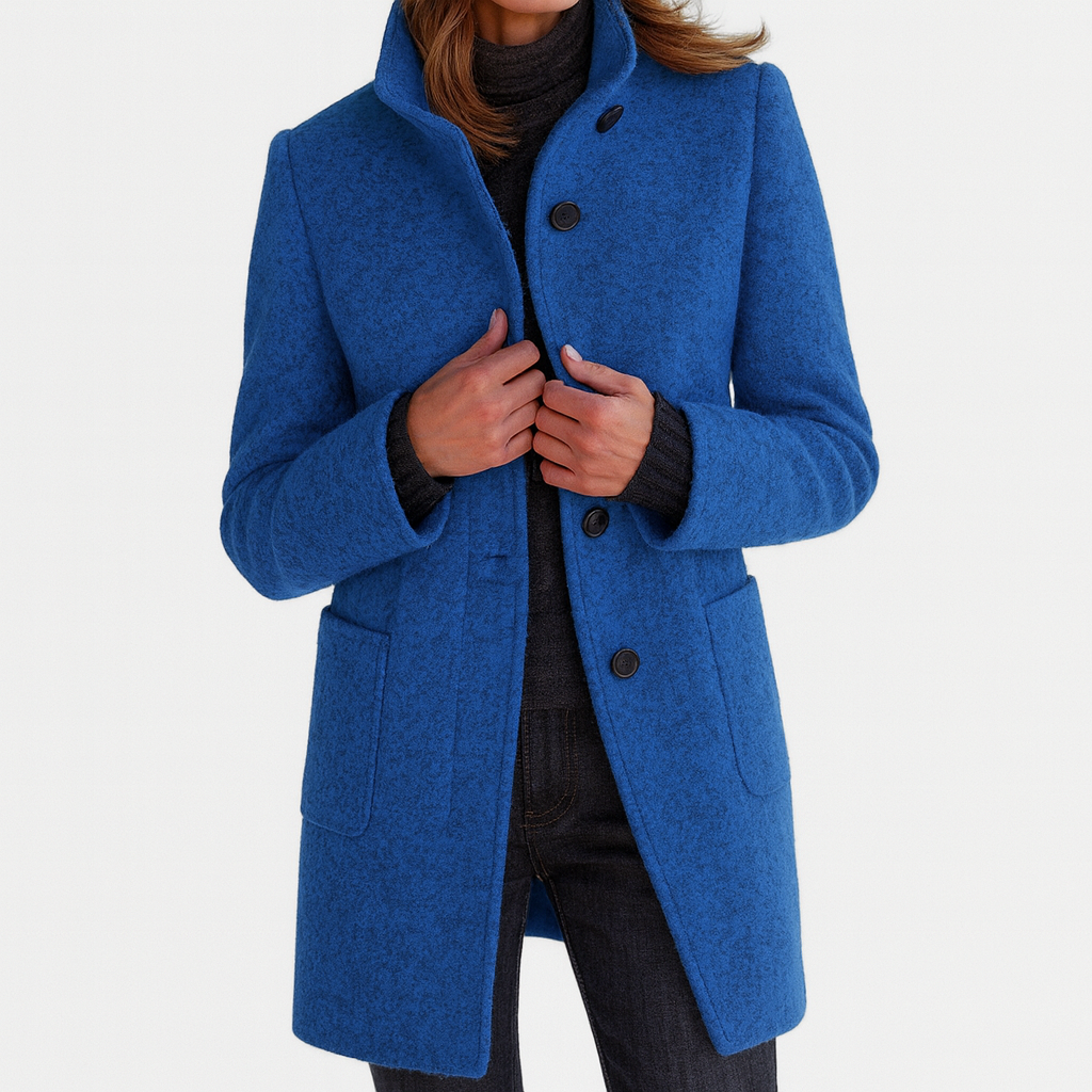 Women's Button Front Coat With Patch Pockets