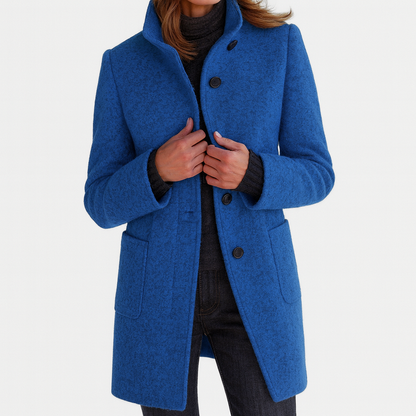 Women's Button Front Coat With Patch Pockets