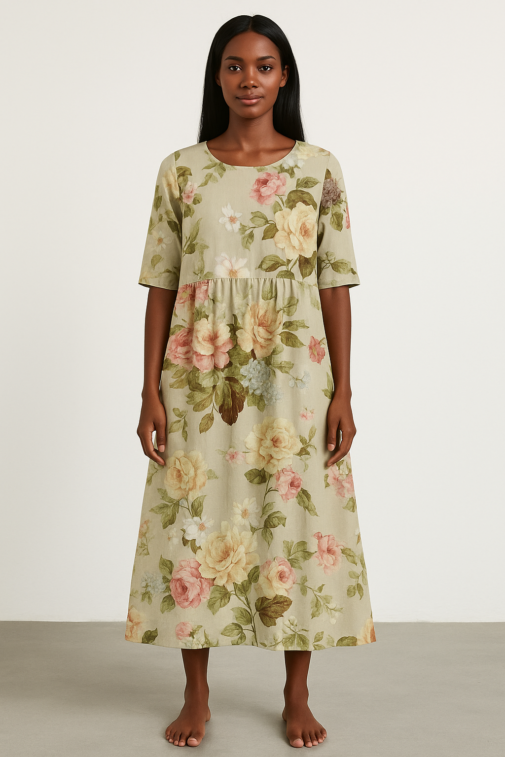 Women's Khaki Midi Dress - Vonnera