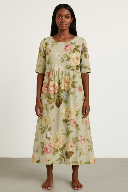 Women's Khaki Midi Dress - Vonnera