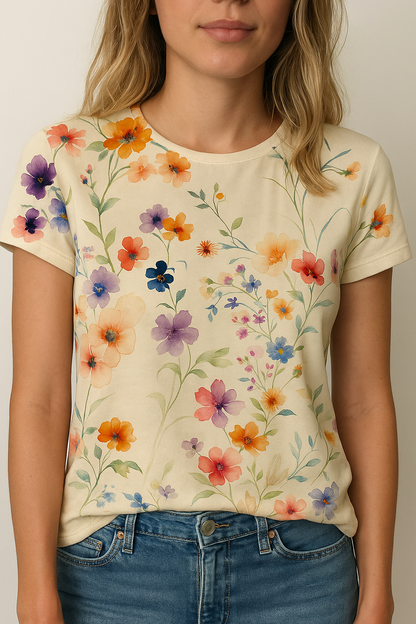 Women's Floral T-Shirt Cotton - Vonnera