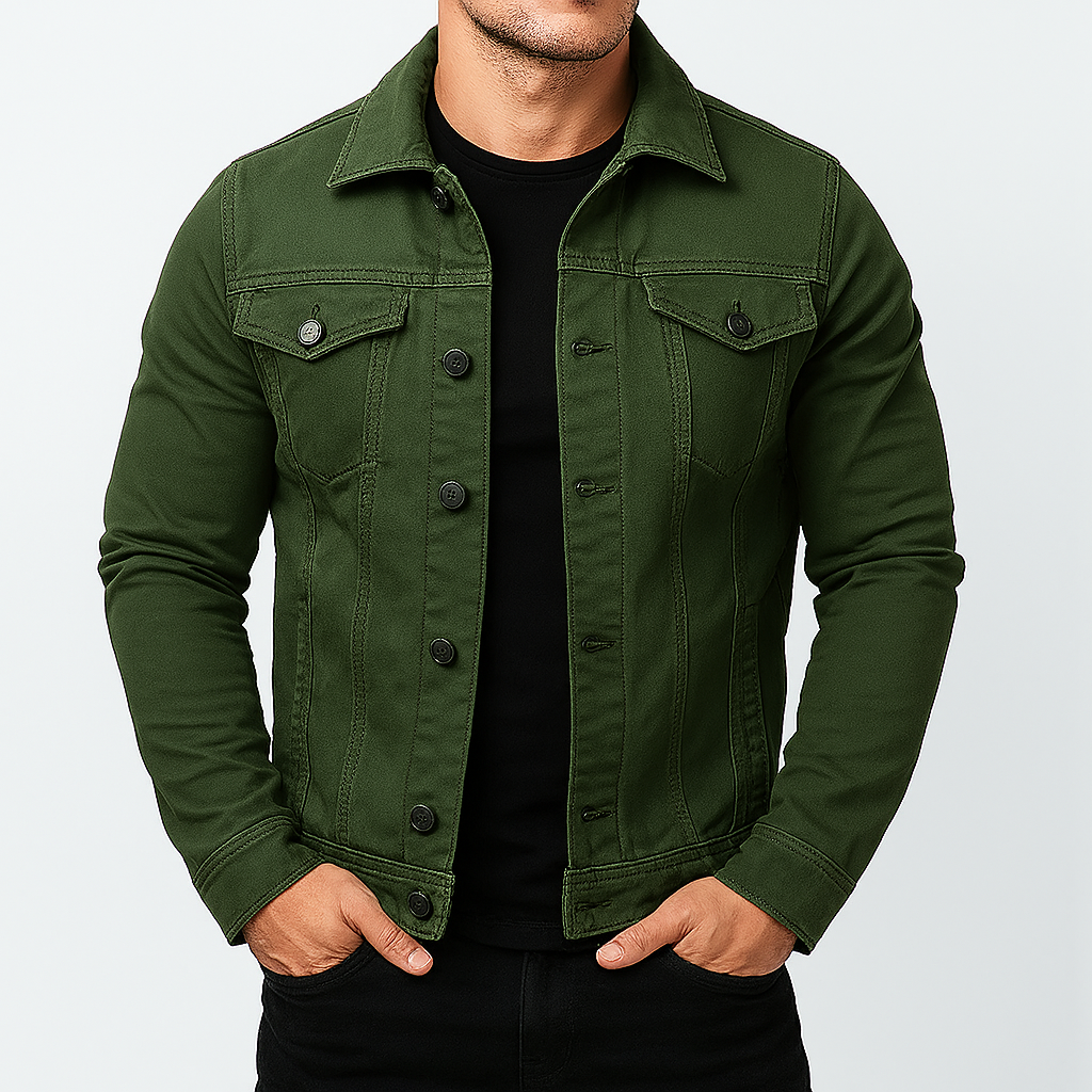 Men's Denim Jacket Solid Blue - Vonnera