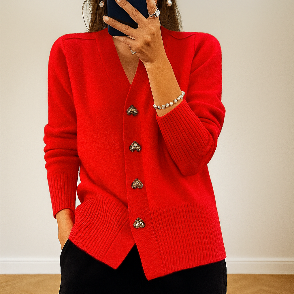 Women's V Neck Knitted Cardigan - Vonnera