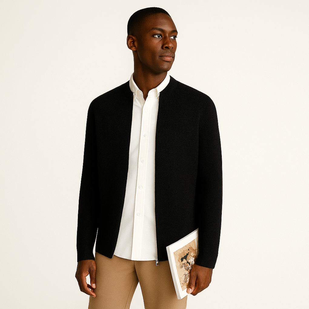 Men's Knit Cardigan Zipper Casual Sweater