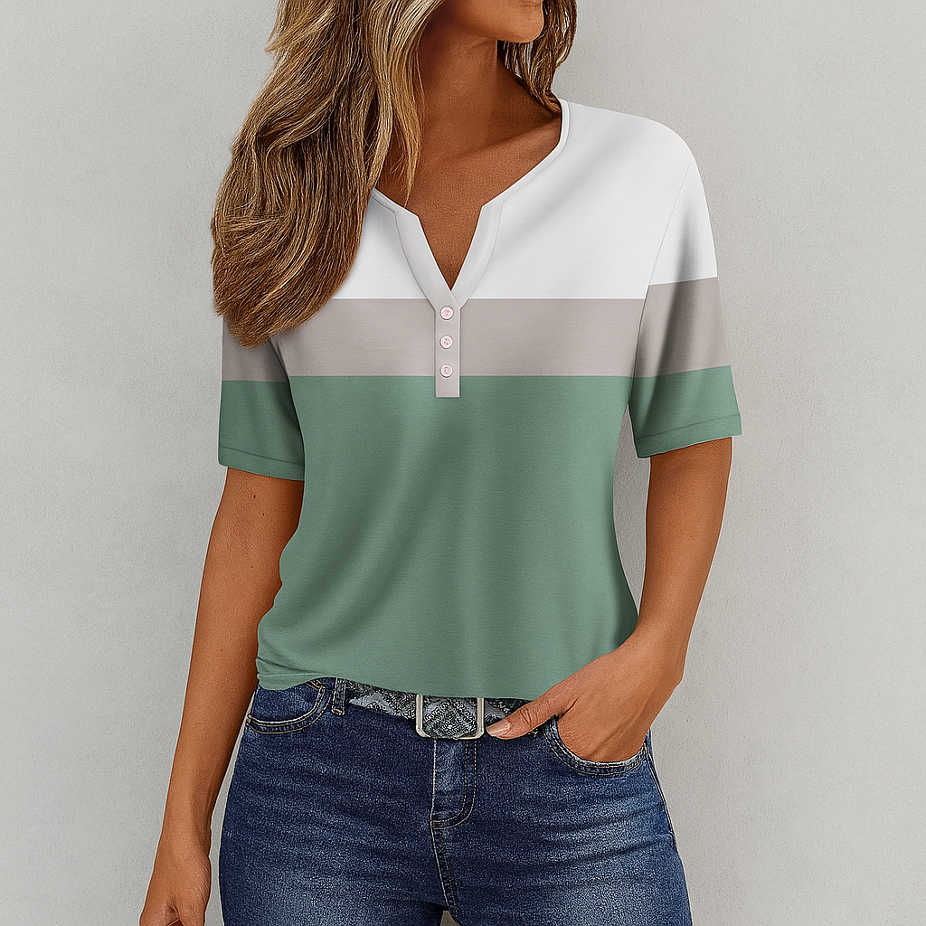 Women's V Neck T Shirt Striped Soft