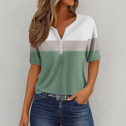 Women's V Neck T Shirt Striped Soft