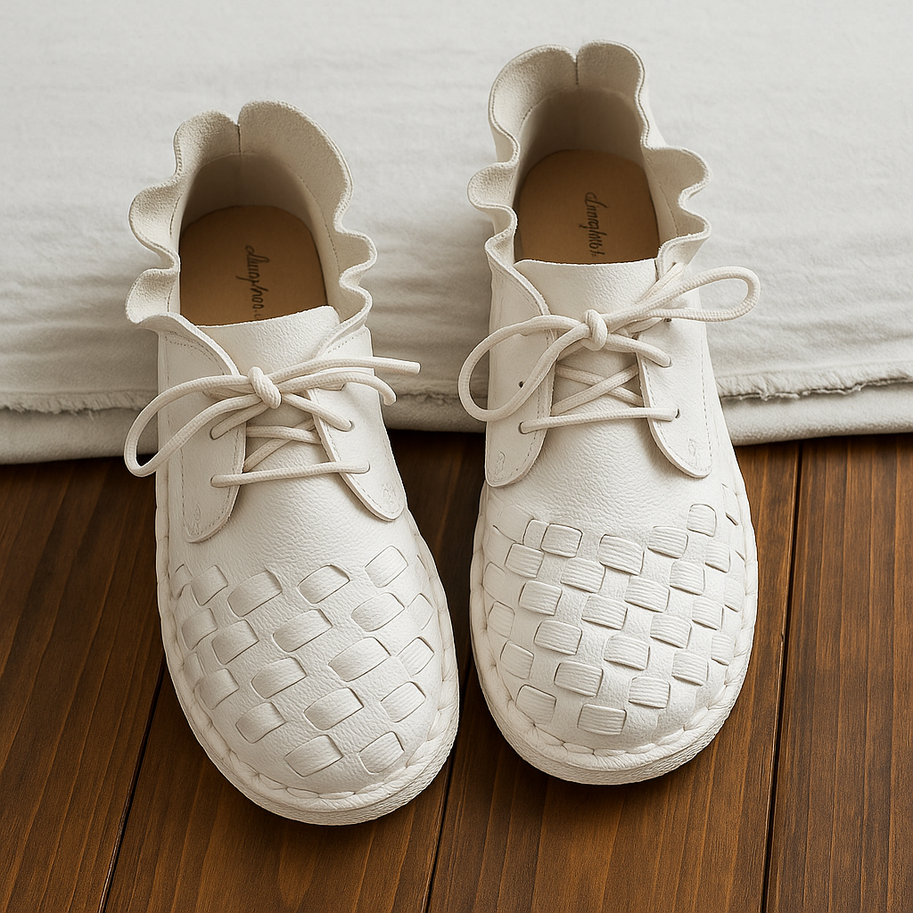 Mori Girl Cowhide Flat Shoes Handmade Brown