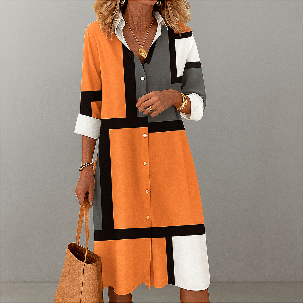 Women's Geometric Print Shirt Dress - Vonnera