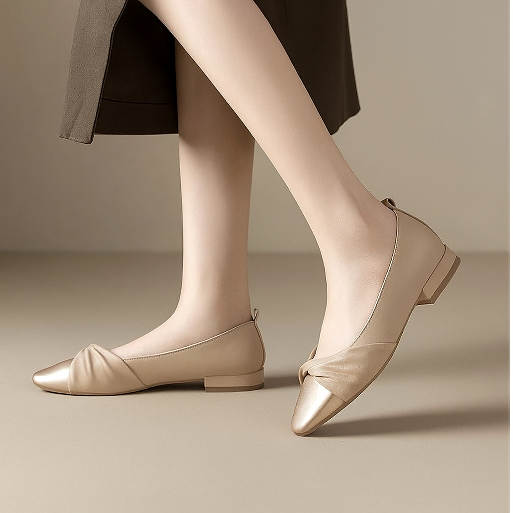 Women's Low Heel Leather Pumps Pointed Toe - Vonnera