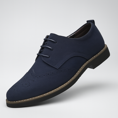 Men's Suede Oxford Shoes Brogue Detail Brown