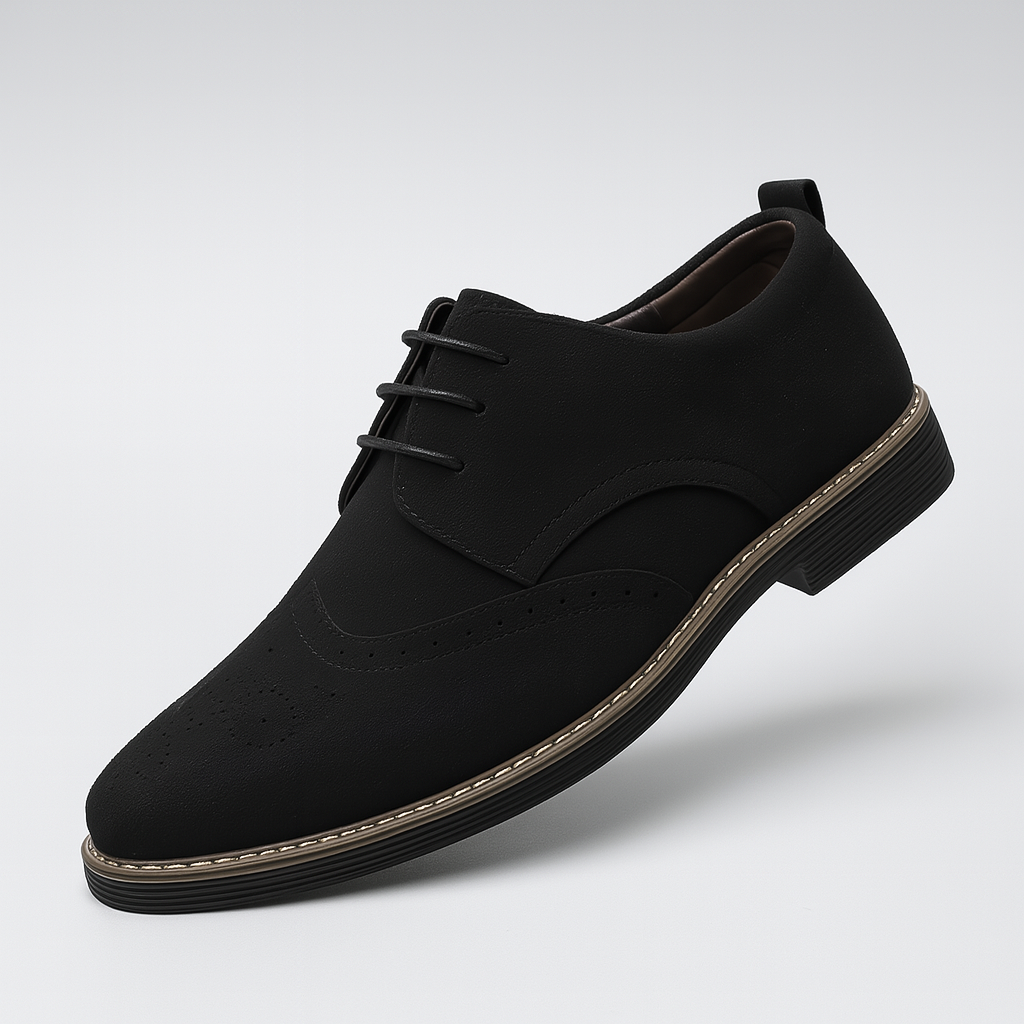 Men's Suede Oxford Shoes Brogue Detail Brown