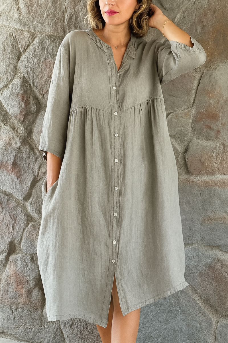 Women's Cotton Linen Shirt Dress