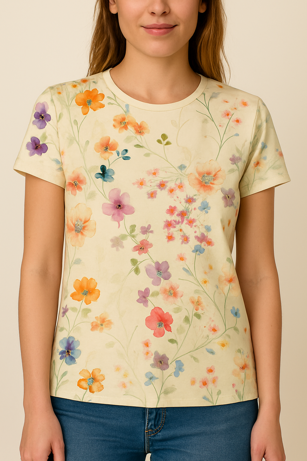 Women's Floral T-Shirt Comfortable Retro Style - Vonnera