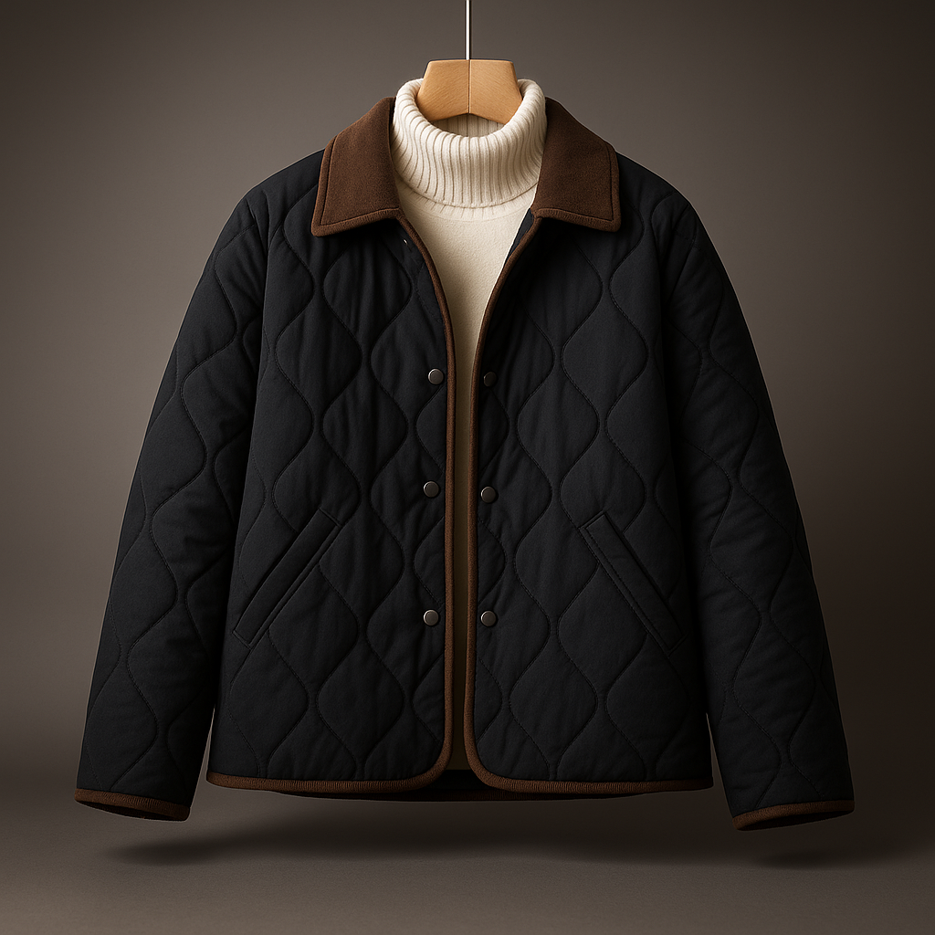 Quilted Jacket Corduroy Collar Button Front
