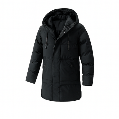 Men's Insulated Hooded Jacket Warm Waterproof Black - Vonnera