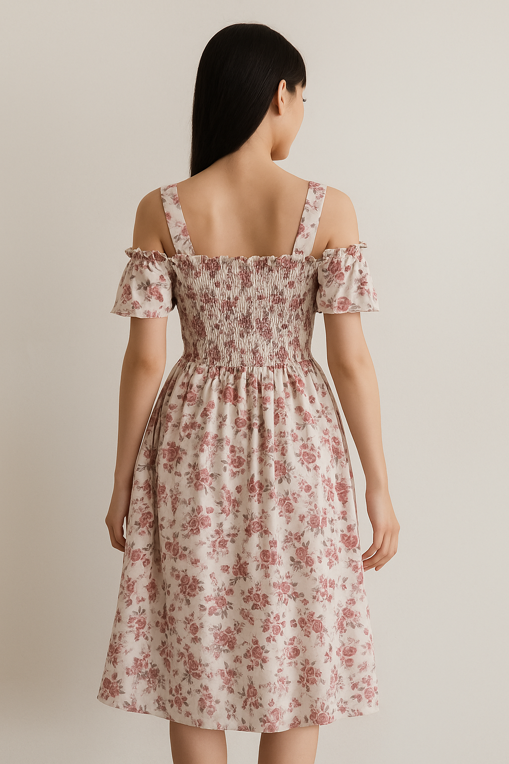Women's Off-Shoulder Midi Dress Floral Print