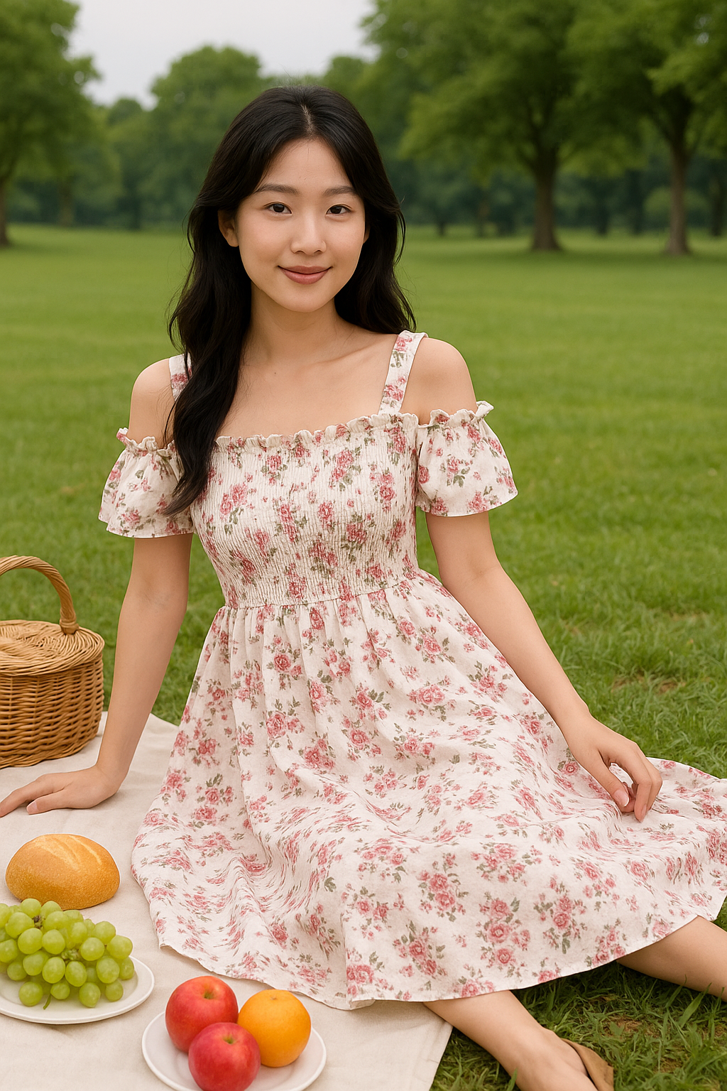 Women's Off-Shoulder Midi Dress Floral Print