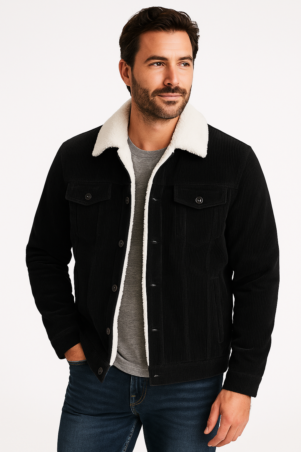 Men's Velvet Parka Jacket Cotton Black - Vonnera