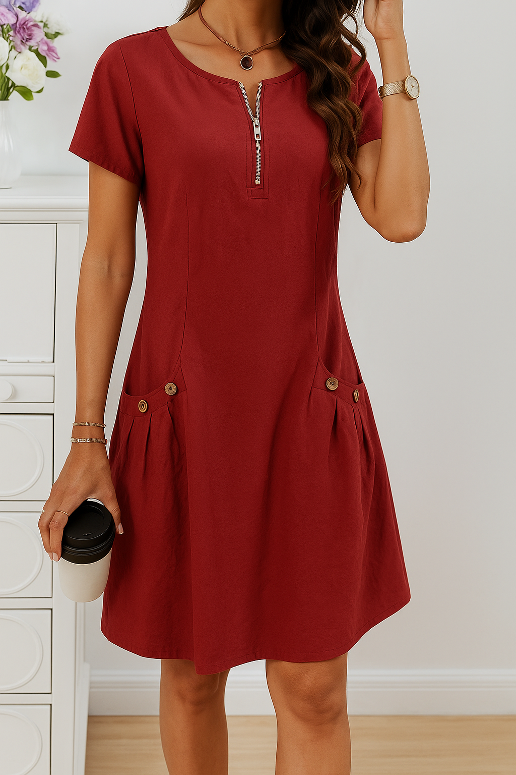 Women's Button Detail Summer Dress