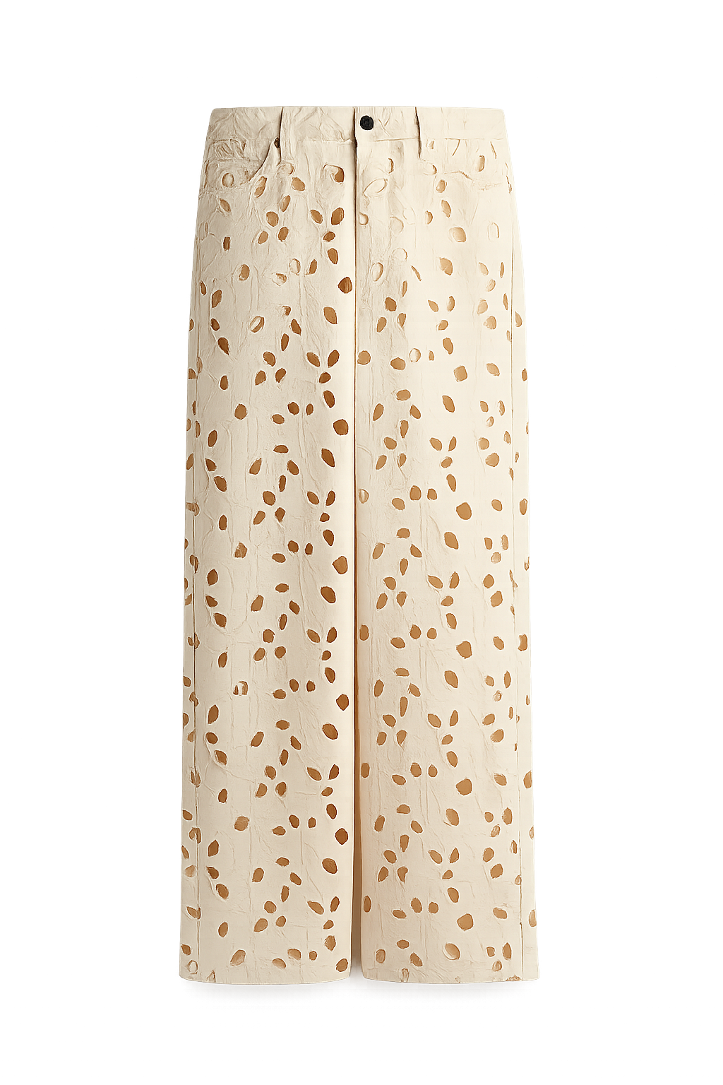 Women's White Denim Jeans High Waist Loose Fit Floral