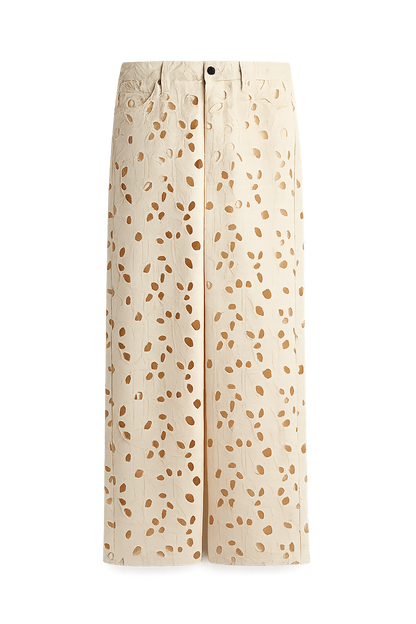 Women's White Denim Jeans High Waist Loose Fit Floral