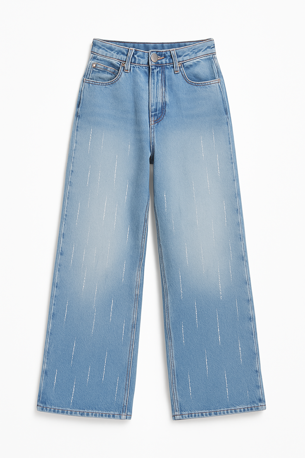 Women's Straight Jeans Color Block Denim Blue
