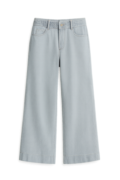 Women's Wide Leg Denim Trousers Loose Fit Low Waist Blue