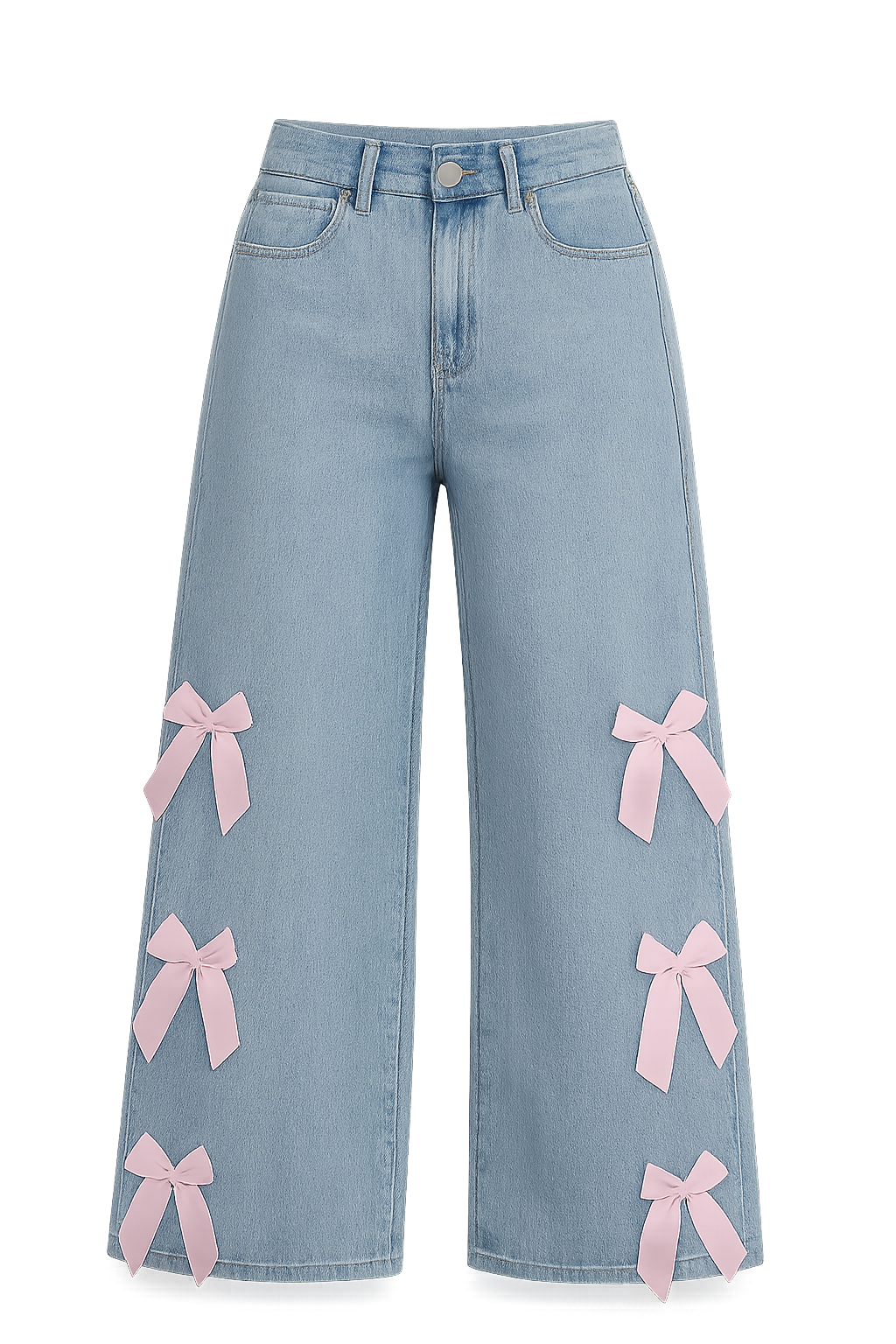 Women's Wide Leg Jeans High Waist Washed Denim Vintage Blue