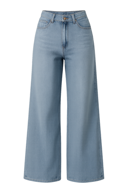 Women's High Waisted Wide Leg Denim Jeans Lightweight Blue Casual
