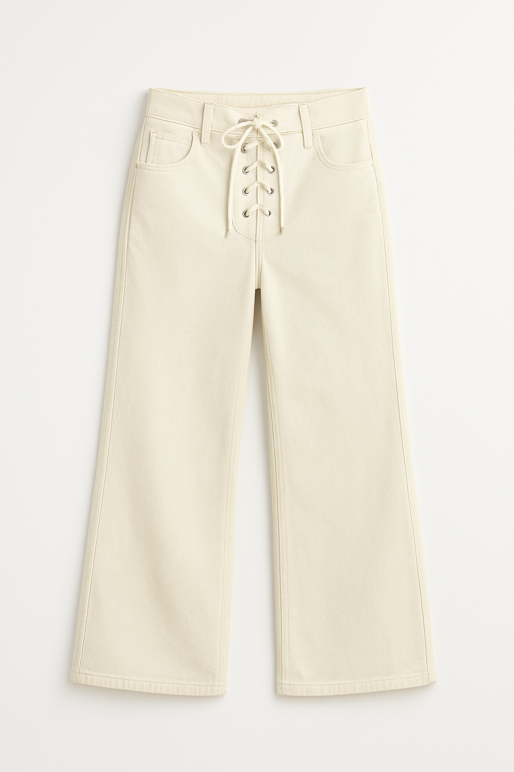 Women's High Waist White Denim Jeans Straight Leg