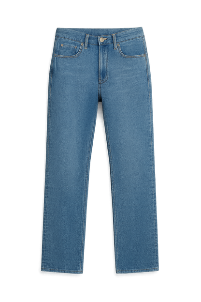 Women's Slim Fit Straight Leg Jeans Elastic Mid Waist Dark Blue