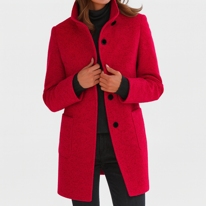 Women's Button Front Coat With Patch Pockets