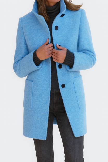 Women's Button Front Coat With Patch Pockets