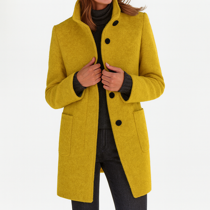 Women's Button Front Coat With Patch Pockets